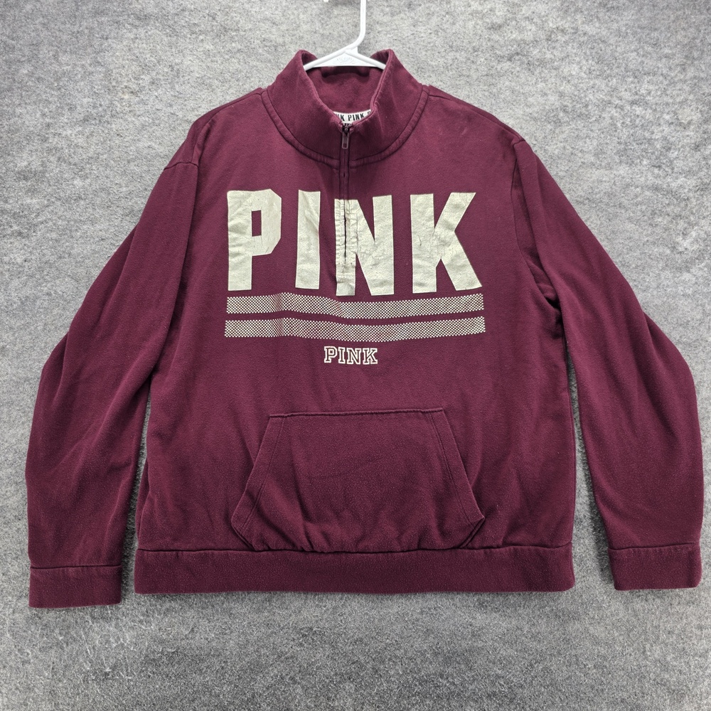 Victoria's Secret Pink Pullover Womens Medium Quarter Zip Sweatshirt Hoodie